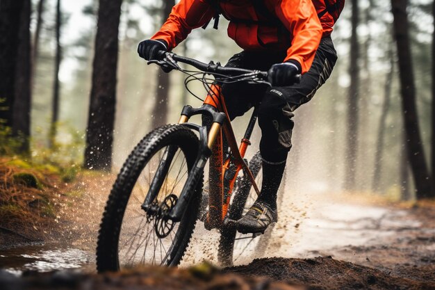 Man riding a bike on mountain path