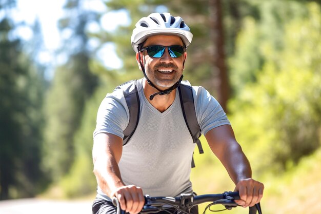 A man riding bike outdoors