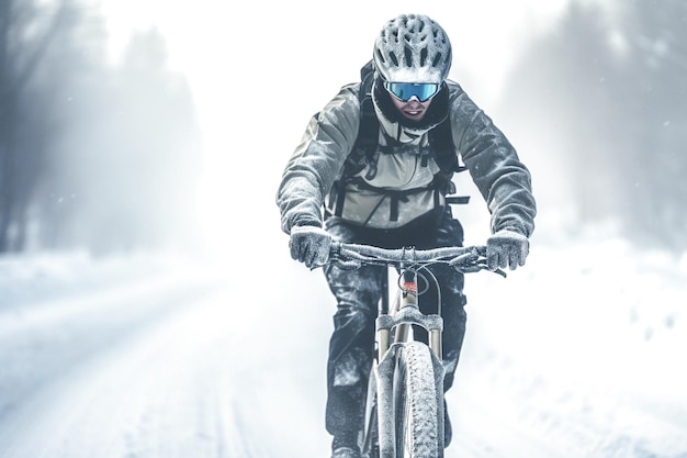 外で自転車に乗っている男性