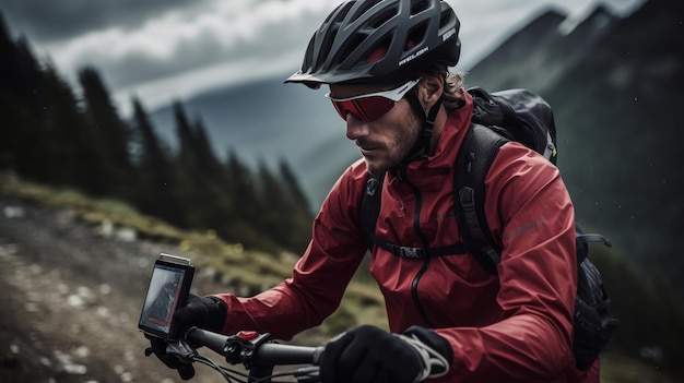 Man Riding Bike While Holding Cell Phone