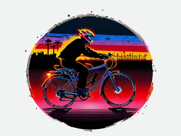 Photo a man riding a bike with a helmet on