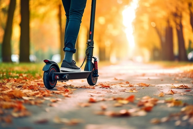 Man Riding Electric Scooter Outdoors AI