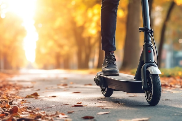 Man Riding Electric Scooter Outdoors AI