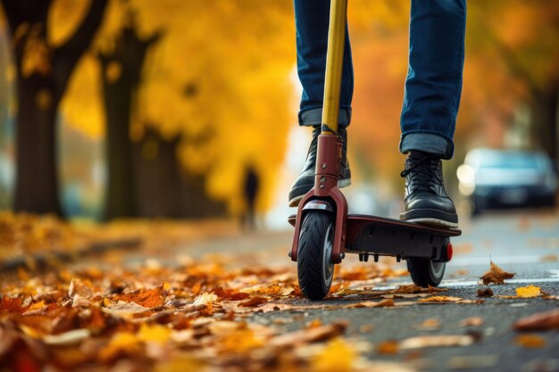 Man Riding Electric Scooter Outdoors Generative AI