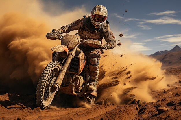 A man riding his dirt bike at the sand dunes