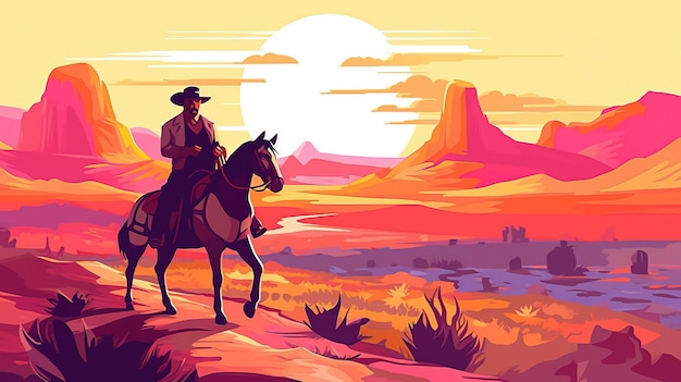 A man riding a horse in a desert Generative AI Art