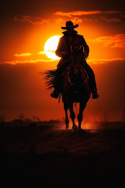 man riding horse sunset hat photographer high speed sports back portrait rugged ranger coronal