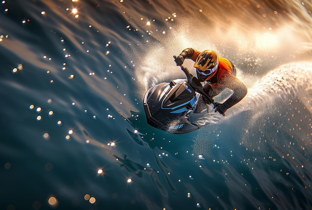 Man riding jet ski on sunny day