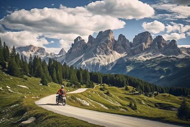 a man riding a motorcycle down a dirt road