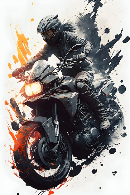 Foto un uomo in sella a una motocicletta con sopra la parola velocità