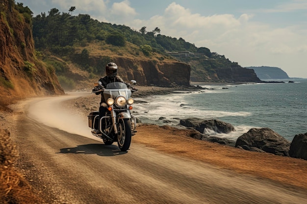 Photo a man riding motorcycle