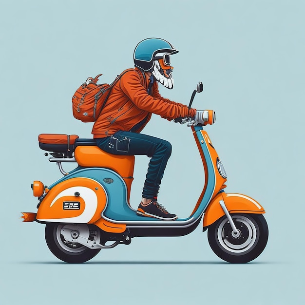 man riding a scooter