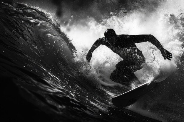 Photo a man riding a wave on top of a surfboard