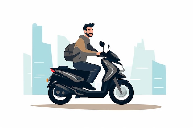 Man rijden motorfiets in platte vectorillustratie