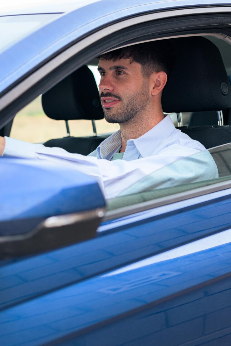 Man rijdt in een auto
