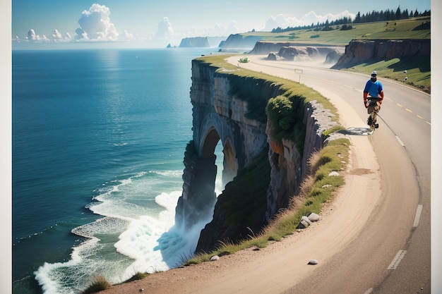 A man on a road with a bike on it