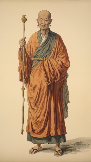 a man in a robe holding a stick