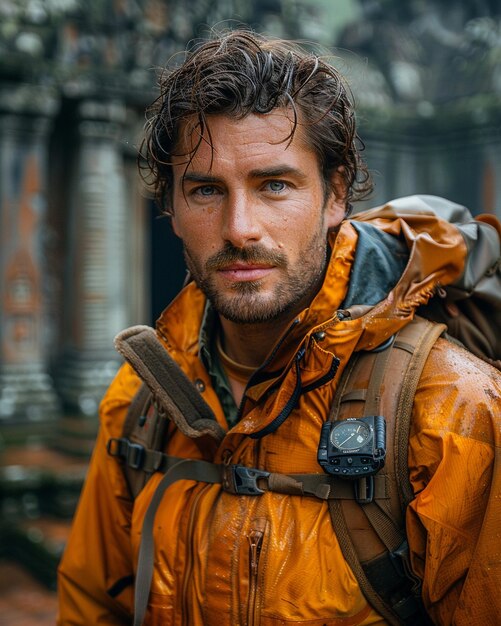 Photo a man in rugged explorer attire wallpaper