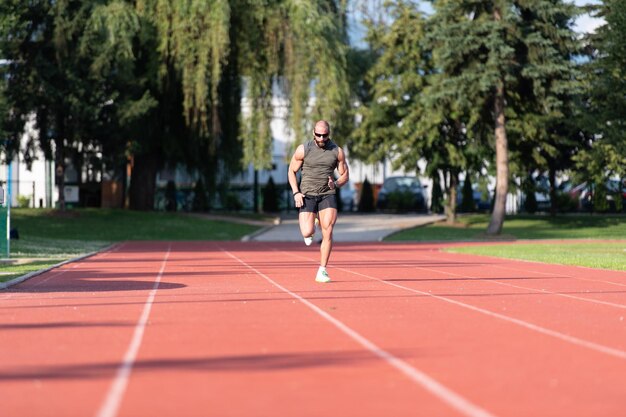 L'uomo esegue l'allenamento all'aperto