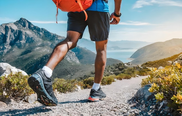 man runinge in the mountains