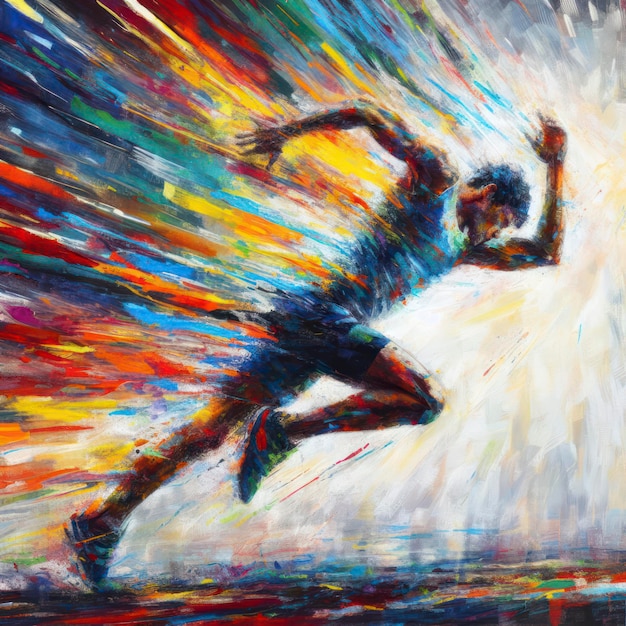 A man runner on abstract background ai generative