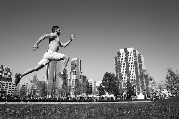 Man runner jogger running in the city