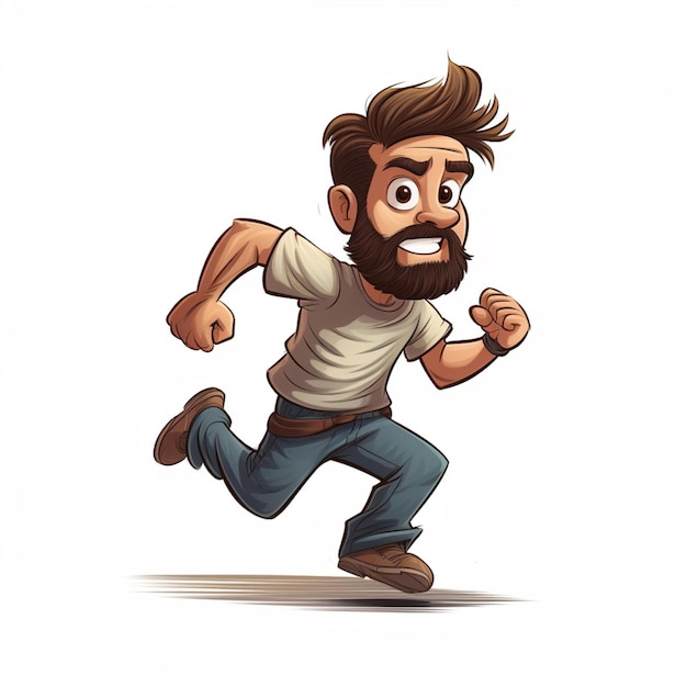 Man Running 2d cartoon illustraton on white background
