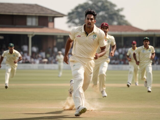 a man running across a field with a ball in his hand and a crowd watching