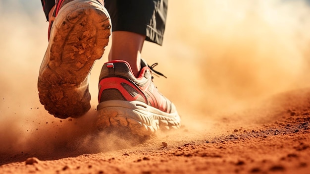 Man running across the sand Generative AI