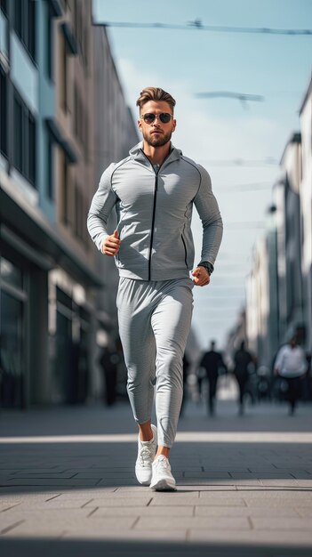 A man running in the city male runner