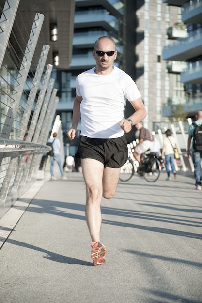 Man running in the city