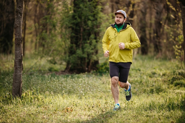 Man running in the morning in a park