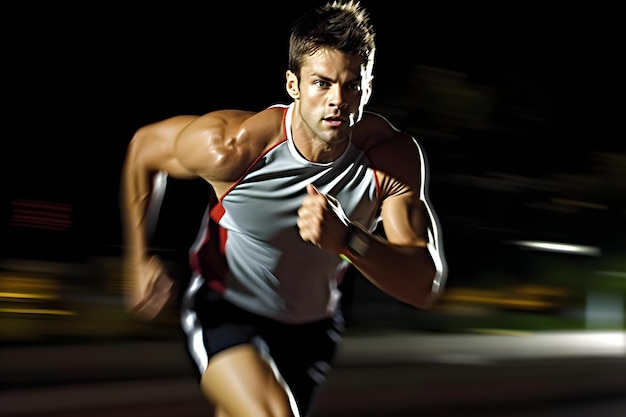 A man running at night