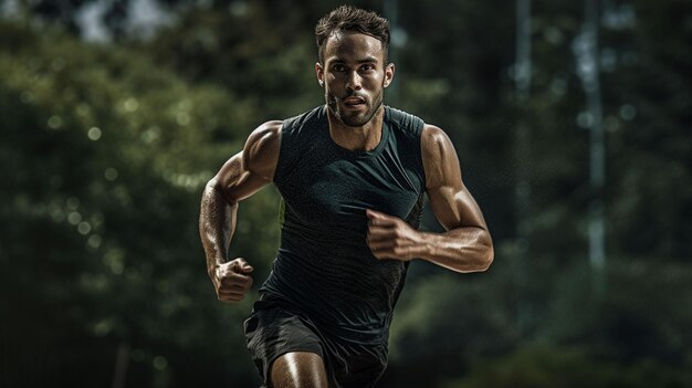 Photo man running on a track