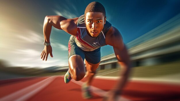 Photo man running on a track