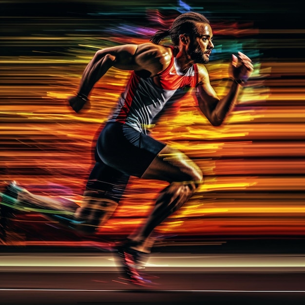 Photo man running on a track