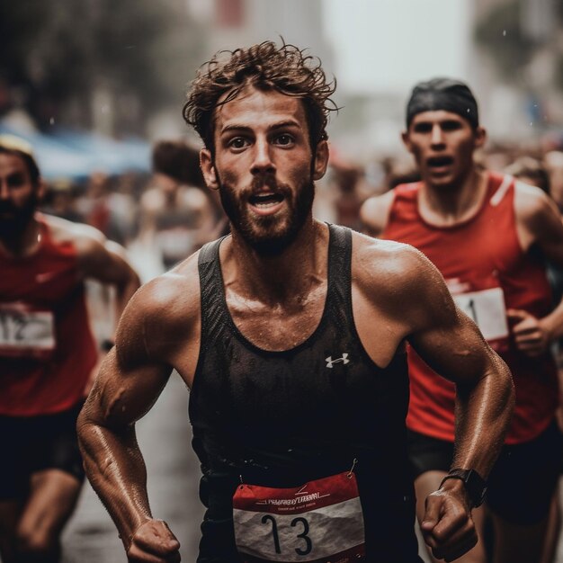 Foto uomo in corsa su una pista