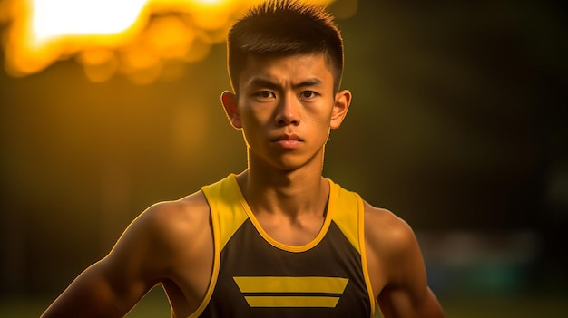 Photo man running on a track