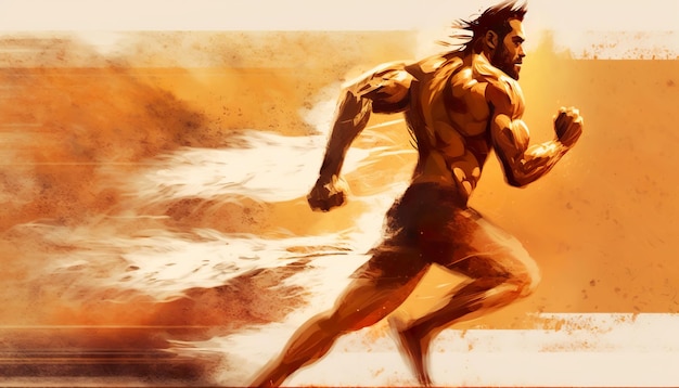 Man running with motion effect digital Creative illustration Ai Generate