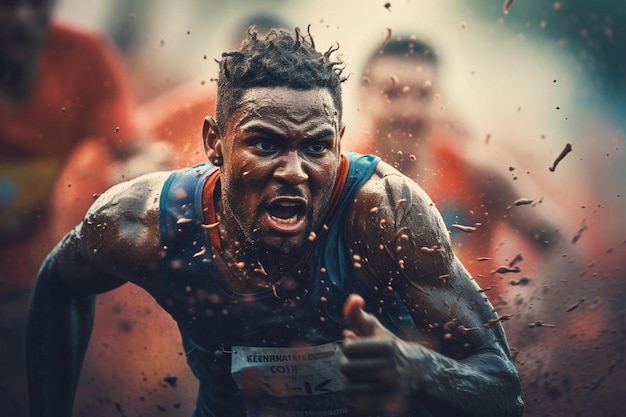 Foto un uomo che corre con un pacchetto di lattine in mano