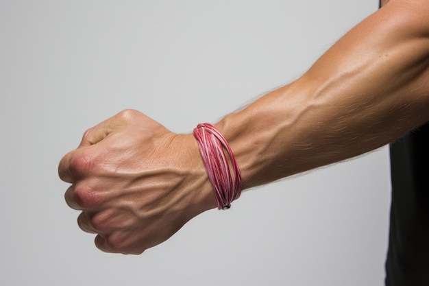 A Man's Arm With A Red String Wrapped Around It