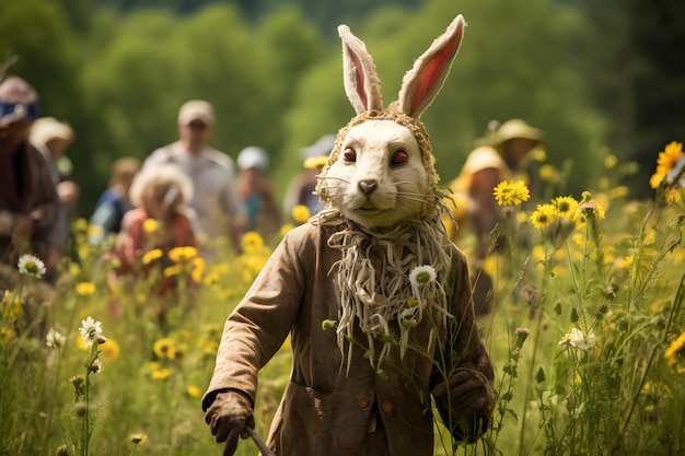 Man's BunnyStyled Costume Adds Playful Flair to Irish Summer Folk Festival
