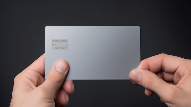 A man's hand holds a credit card Created with Generative AI technology