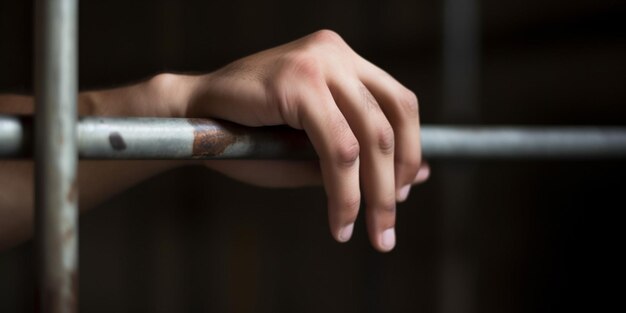 Foto la mano di un uomo poggia su una barra.