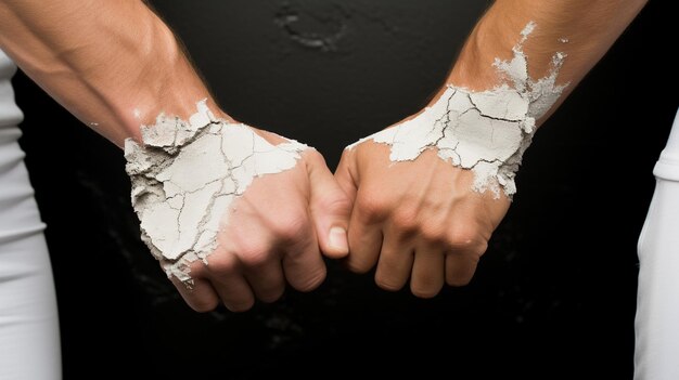 Photo a man's hands with the words 