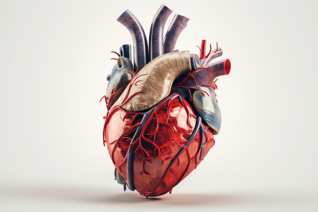 Man's hart Anatomie van menselijk hart Geïsoleerde generatieve ai