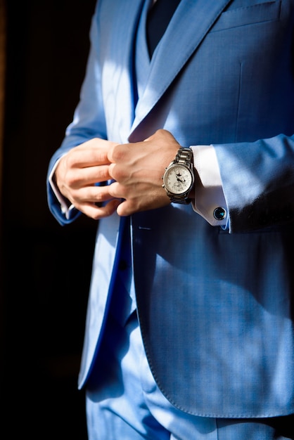 Man's style. dressing suit, shirt and cuffs