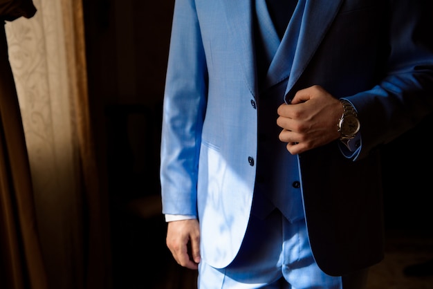 Man's style. dressing suit, shirt and cuffs