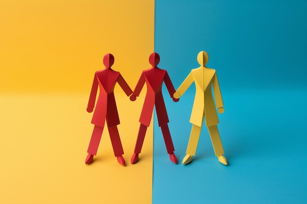 Man saamhorigheid persoon silhouet samenwerking houden menselijk symbool verbinding team gemeenschap papier keten partnerschap zakelijke eenheid teamwerk vriendschap sociaal samen groep concept gelijkheid