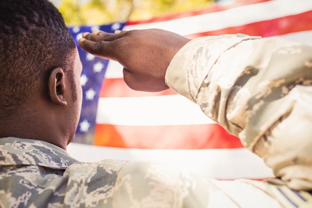 Man saluting the american flag